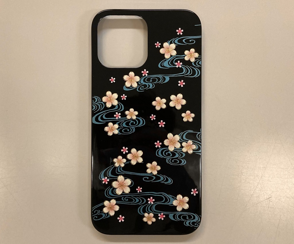 【Pre-order】- Embossed Maki-e iPhone14Pro Case (Cherry Blossomes) (deliver around 3 weeks after purchase)